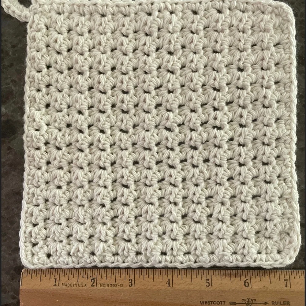 5 Crochet Washcloths Dishcloths with Hanging Loop 100% Cotton Handmade Bundle